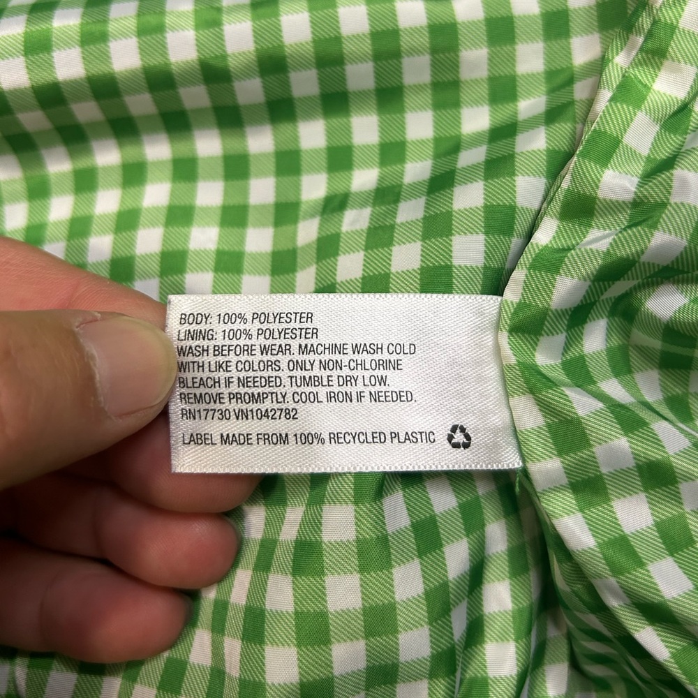 Cat & Jack Green and Navy Checkered Raincoat Boys XS (4/5) - Picture 4 of 5